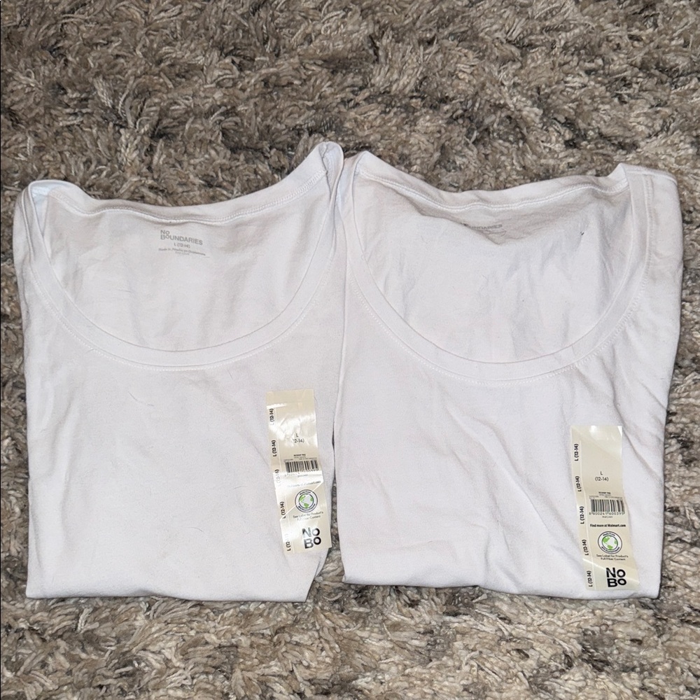 No Boundaries White Scoop Neck Tees